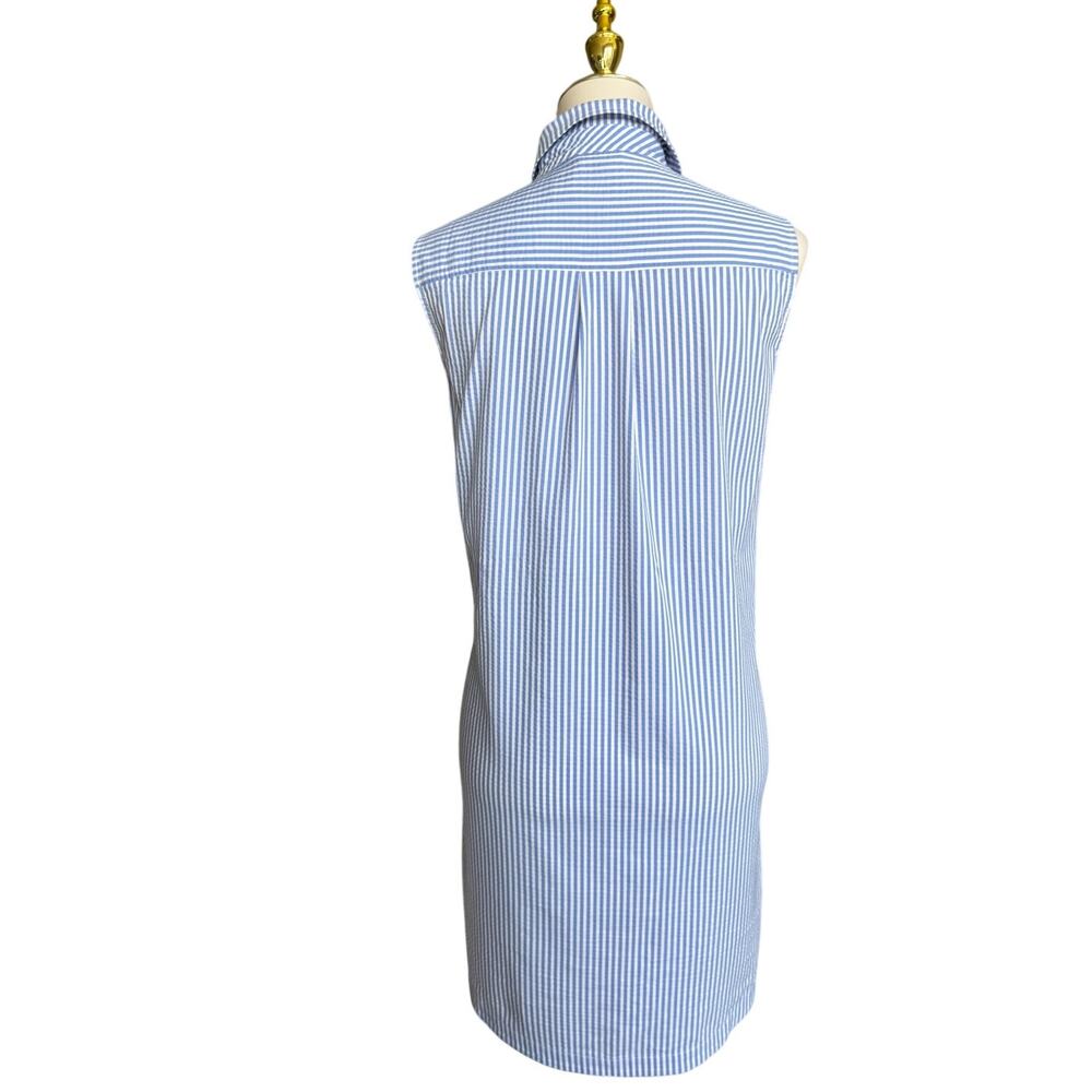 Vineyard Vines Blue White Striped Seersucker Sleeveless Shirt Dress Size 8 - Picture 3 of 10